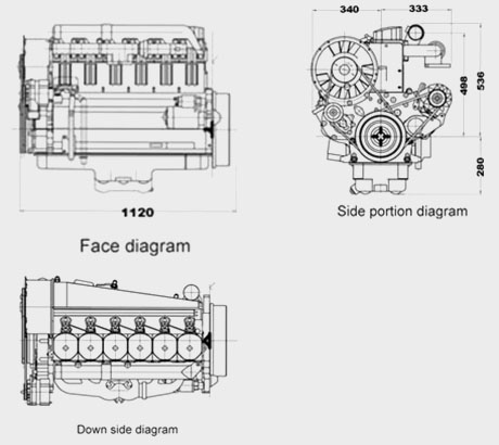 Drawing of China DEUTZ F6L913T Diesel Engine for Industry